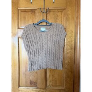 Lucky Brand Womens Tan Beige 100% Cotton Cable Knit Sweater Vest Sleeveless S